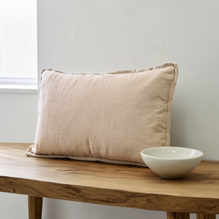 weighted pillow in barely blush