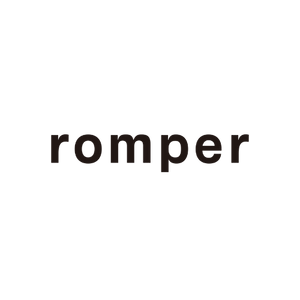 The word 'romper' written in black on a white background