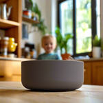 silicone kids bowl on kitchen table