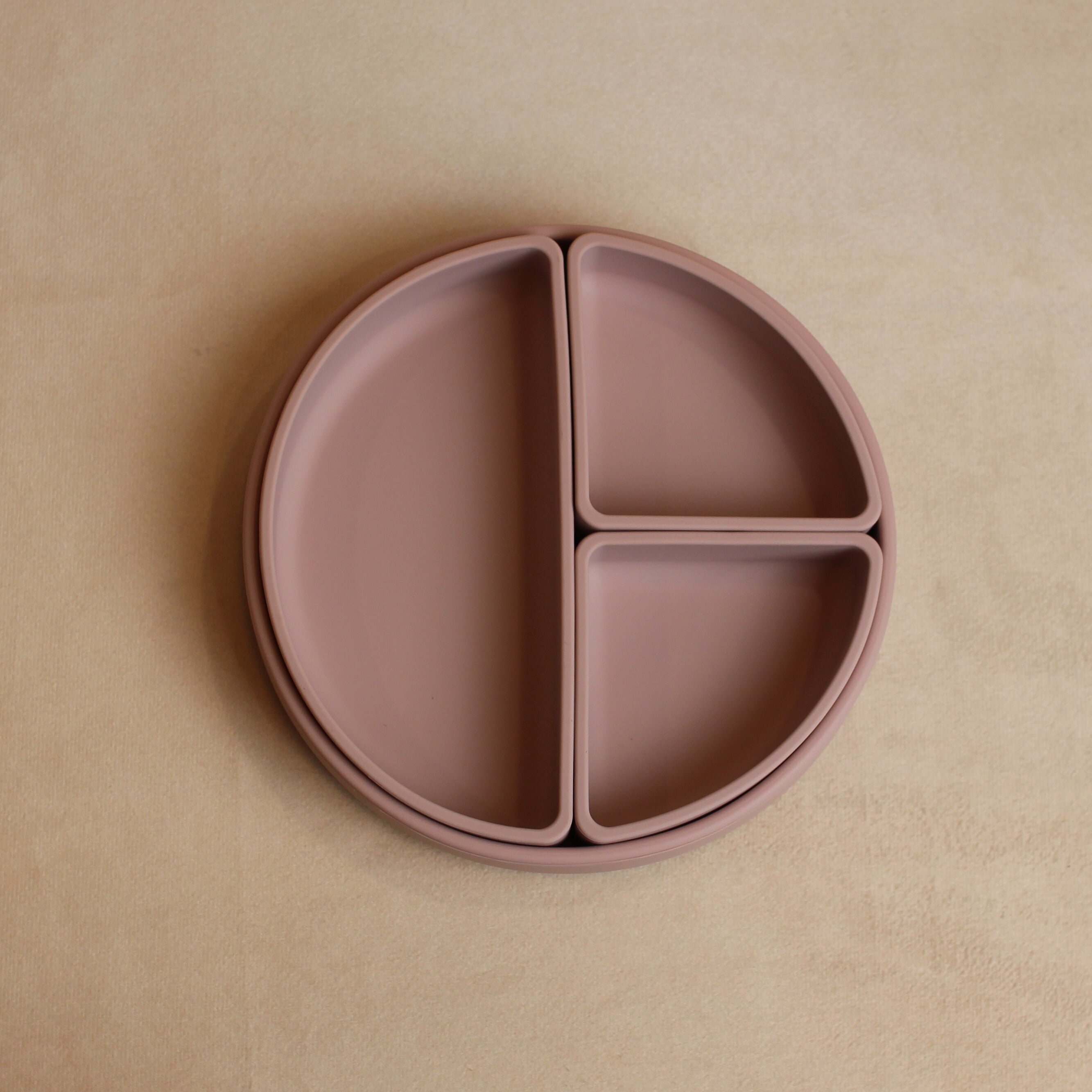 Overhead view of stay put plate in blush