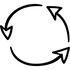 Circular arrow icon with four arrows pointing inward on a white background